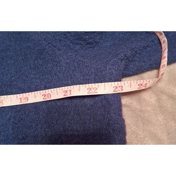 Kasper Boiled Wool Cardigan Jacket Blue Fringe Drape Open Front Size L - Picture 5 of 11